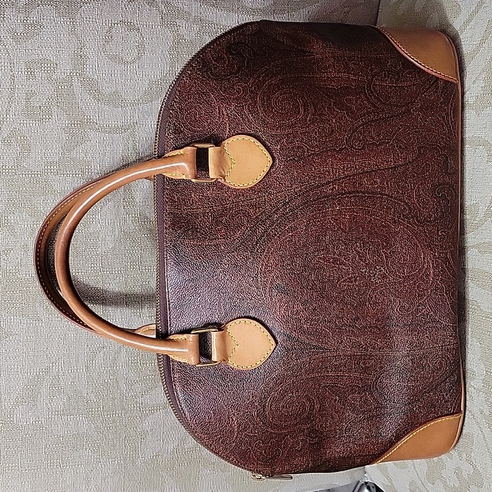 ETRO MILANO BURGUNDY PAISLEY ALMA HANDBAG VINTAGE